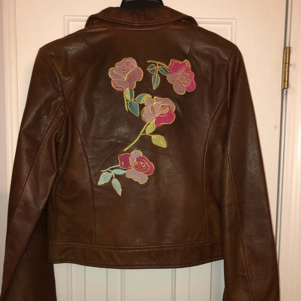 Vintage Brown Leather Guess Jacket